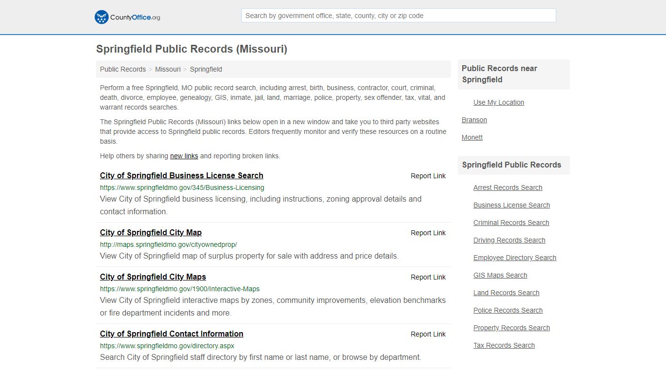 Public Records - Springfield, MO (Business, Criminal, GIS ...